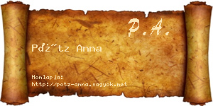Pótz Anna névjegykártya