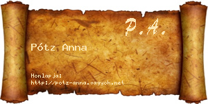 Pótz Anna névjegykártya